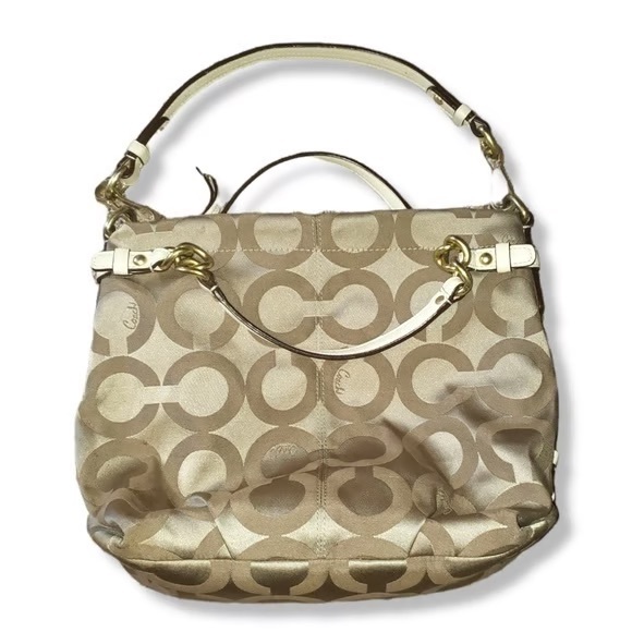 Coach Brooke Sateen Signature Shoulder Bag in khaki and gold - Picture 10 of 10